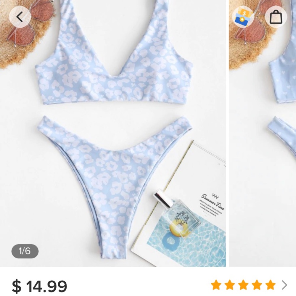 ZAFUL blue leopard reversible to hearts swimsuit